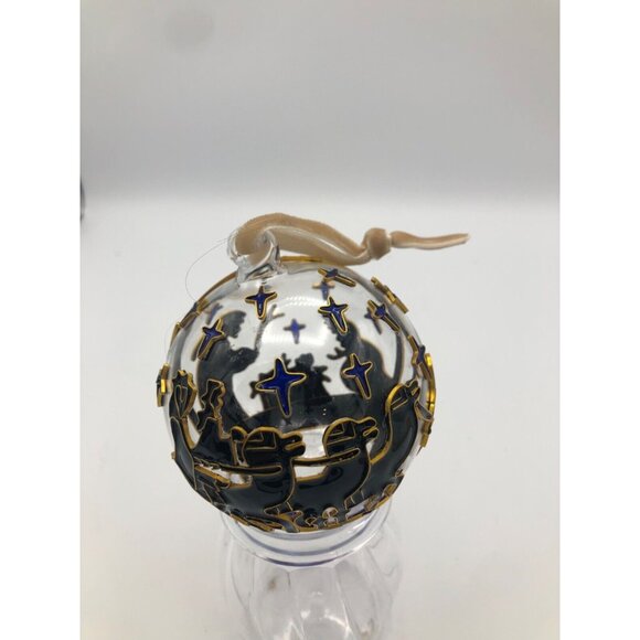 Pier 1 Christmas Ornament Glass Cloisonne Gold Blown Ball Nativity Three Kings - Picture 2 of 9